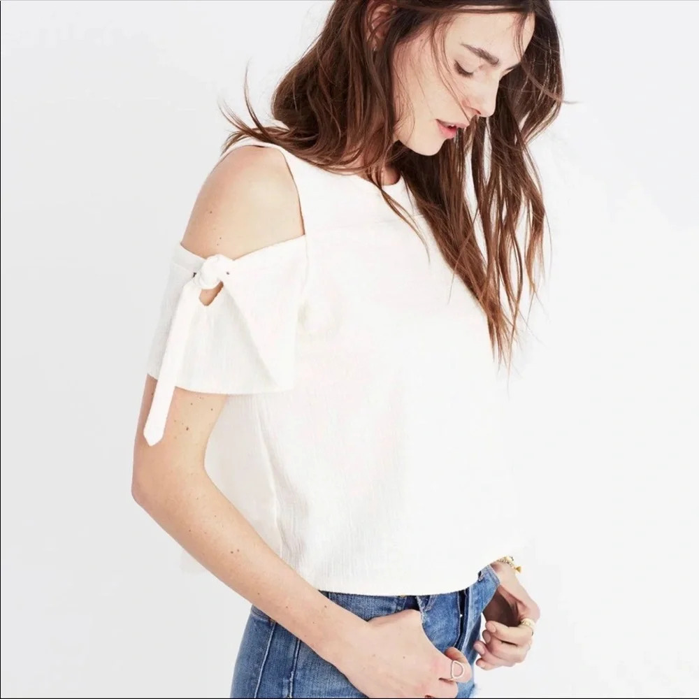 Madewell size small ivory cold shoulder top